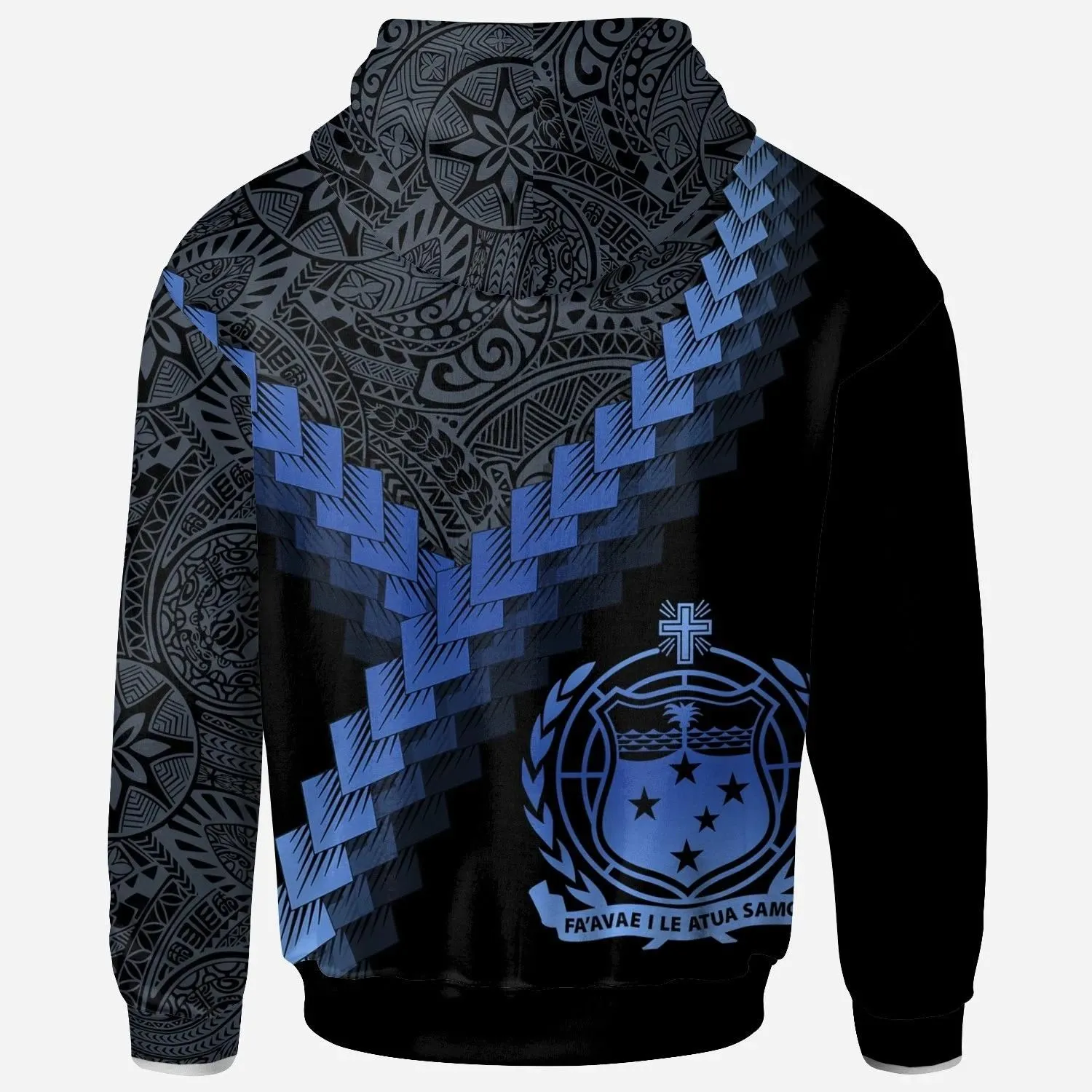 Alohawaii Clothing - Hoodie Samoa - Samoa Coat Of Arms With Polynesian Tattoo Blue - BN22