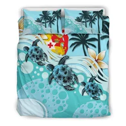 Tonga Blue Turtle Hibiscus Bedding Set 