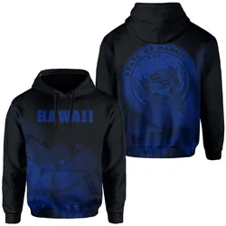 Hawaii State Hibiscus Blue Polynesian Floral Style Hoodie Bt09