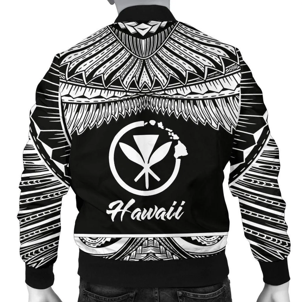 Hawaii Polynesian Custom Personalised Mens Bomber Jacket - Hawaii Pride White Version