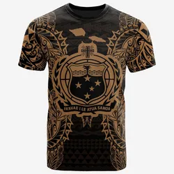 Samoa All Samoa Coat Of Arms Map Polynesian Tattoo Gold Unisex 3D T-Shirt All Over Print ONCKZ