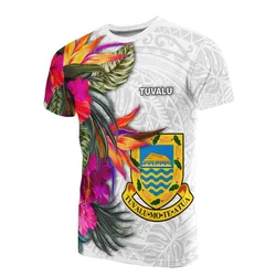 Tuvalu T-Shirt Polynesian Hibiscus White Pattern