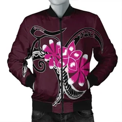 Hawaiian Plumeria Polynesian Pink Bomber Jacket