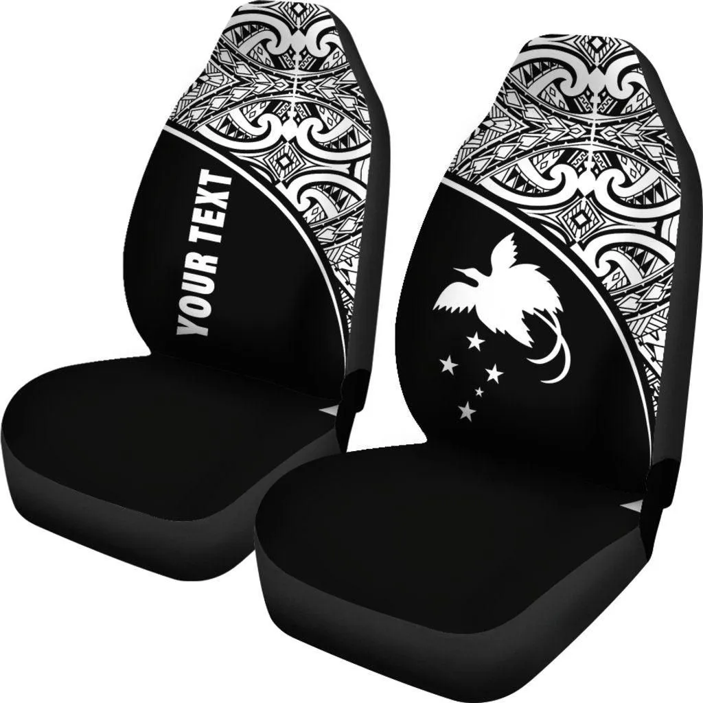 Papua New Guinea Custom Personalised Car Seat Covers - Papua New Guinea FLag Polynesian White Curve