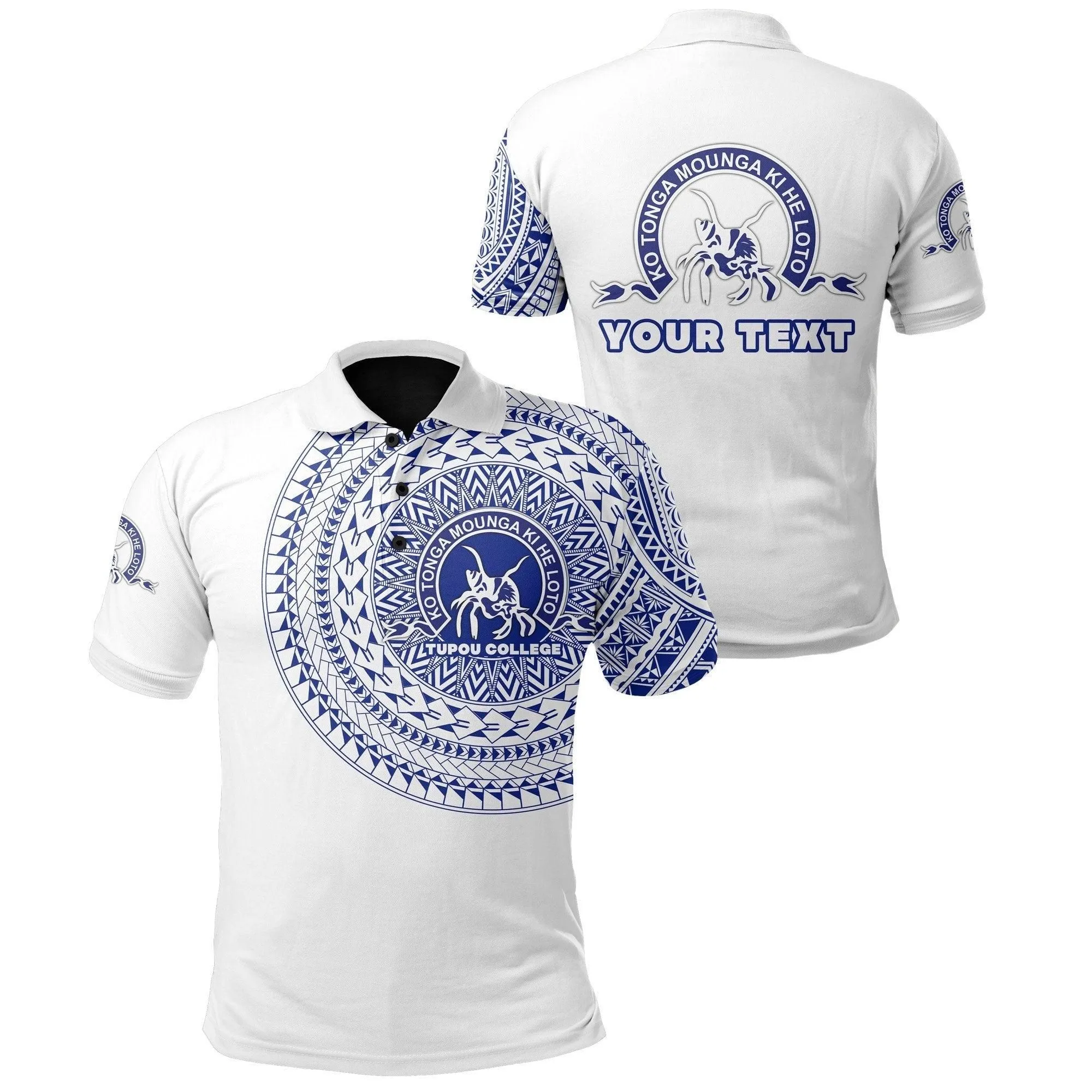 (Custom Personalised) Kolisi Ko Tupou College Tonga Polo Shirt Tattoo Style