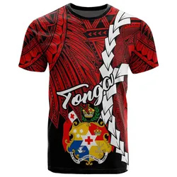 Tonga Polynesian T-Shirt - Tribal Wave Tattoo Flag Color