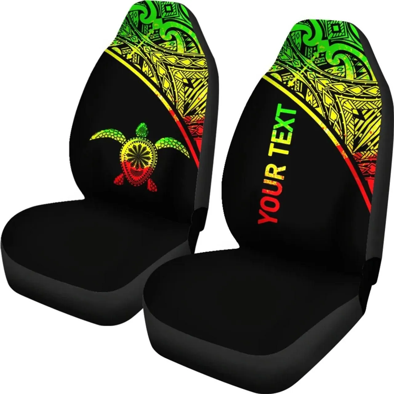 Hawaii Custom Personalised Car Seat Covers - Polynesian Reggae Turtle Curve