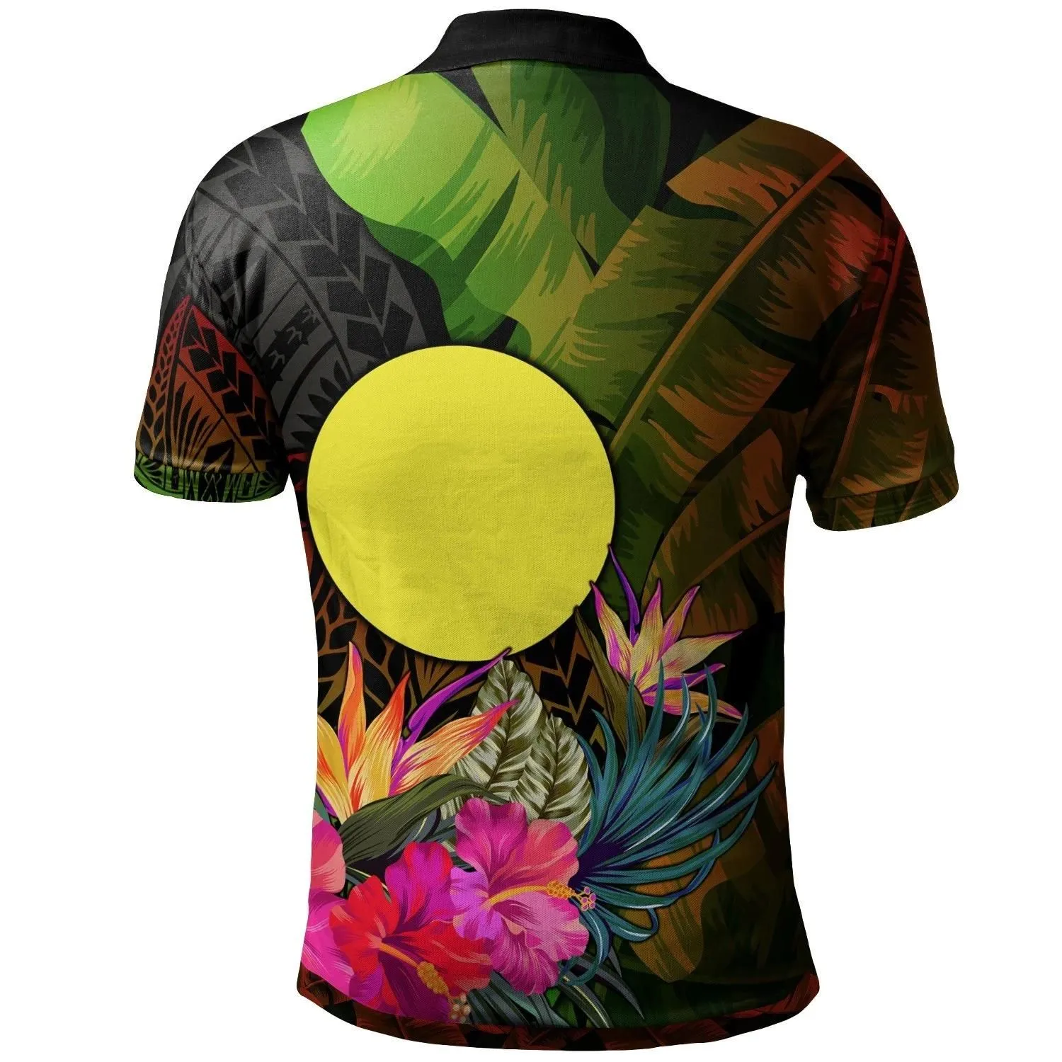 Palau Polynesian Personalised Polo -  Hibiscus and Banana Leaves - BN15