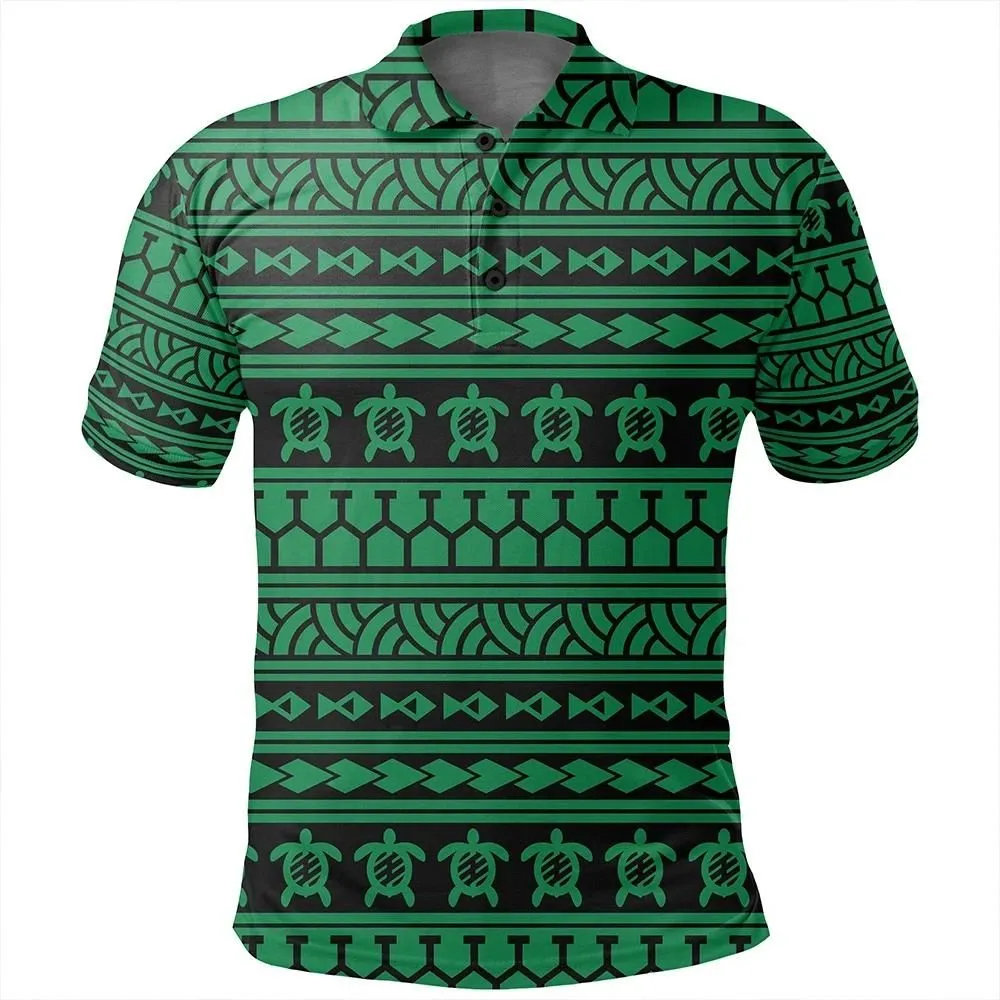 Alohawaii Shirt - Polynesian Tattoo tribal Green Polo Shirt - AH - JR