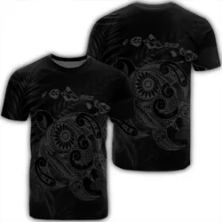 Alohawaii Tee - Hawaiian Map Turtle Tattoo Hibiscus Plumeria Polynesian T-shirt Gray - AH - J4R