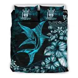The Bahamas Bedding Set - Blue Marlin with Hibiscus