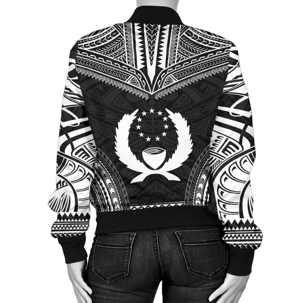 Pohnpei Polynesian Chief Women'S Bomber Jacket - Black Version - Bn10