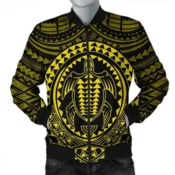 FamilyGaterJacket - Hawaiian Kakau Honu Arc Polynesian Yellow Bomber Jacket - AH - JGR