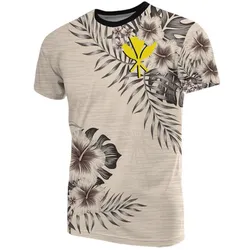 New Caledonia T shirt - New Caledonia Coat Of Arms Beige Hibiscus