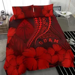 Guam Bedding Set Guam Manta Polynesian Hibiscus (Red) TH5