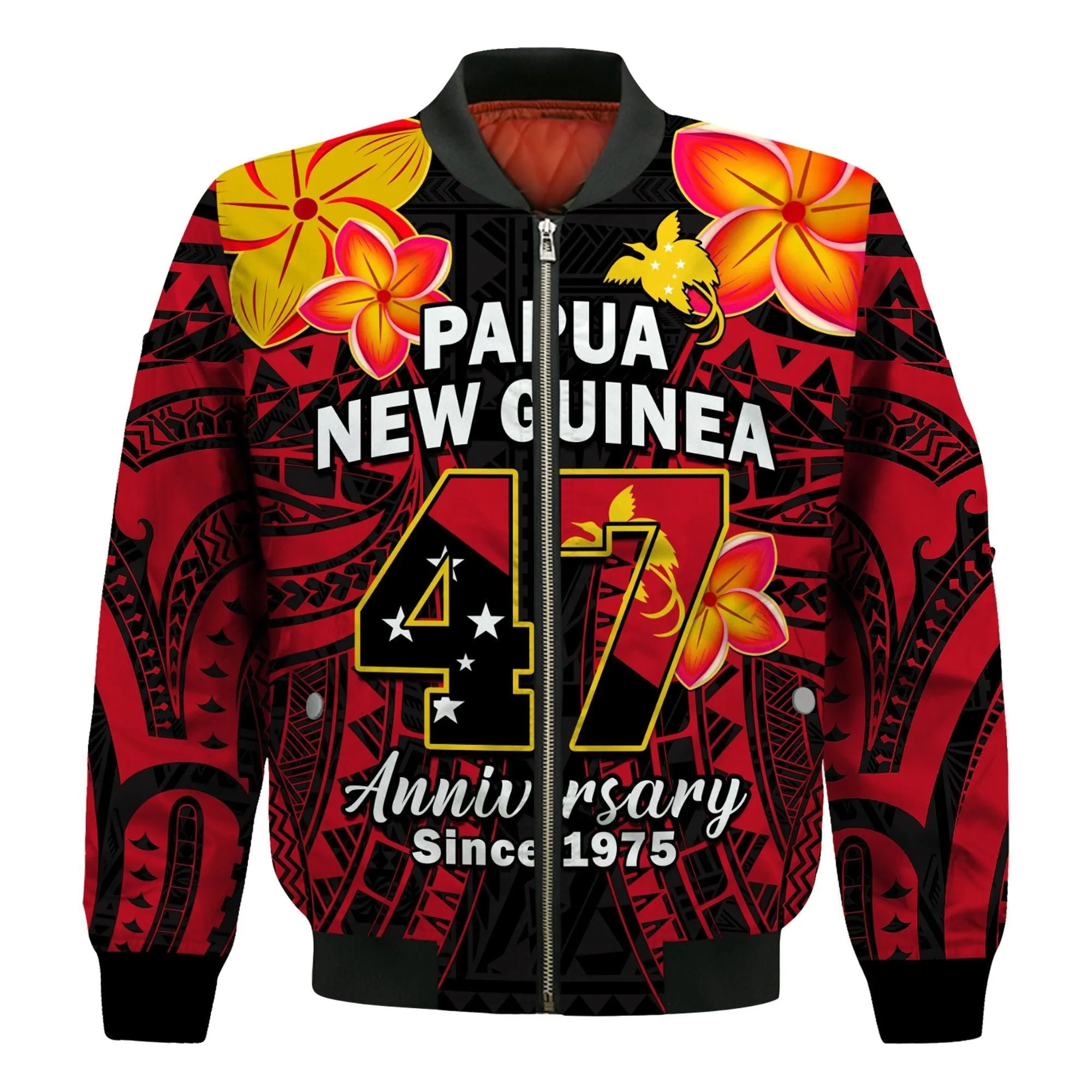 (Custom Personalised) Papua New Guinea Bomber Jacket PNG 47 Years Independence Anniversary LT14