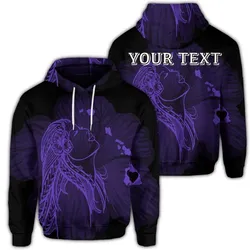 (Personalised) Hawaiian Map Heart Hula Girl Hibiscus Purple Polynesian Hoodie - AH