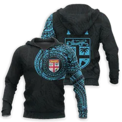 Fiji In My Heart Polynesian Tattoo Style Sport Blue Hoodie Bt14