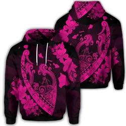 Hawaiian Fish Hook Hibiscus Banzai Surfing Polynesian Hoodie Pink