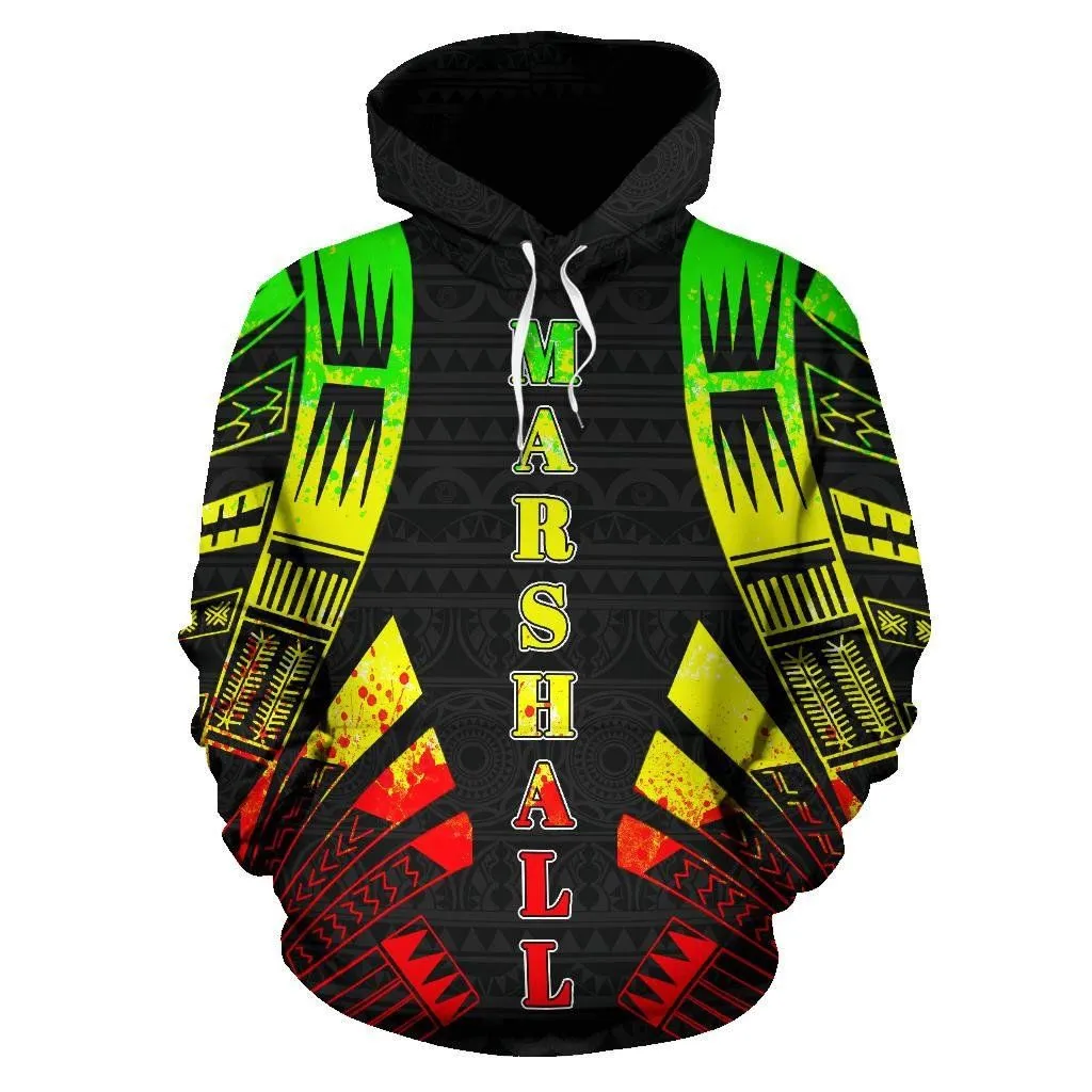Marshall Islands All Over Hoodie - Reggae Tattoo Style - Bn01