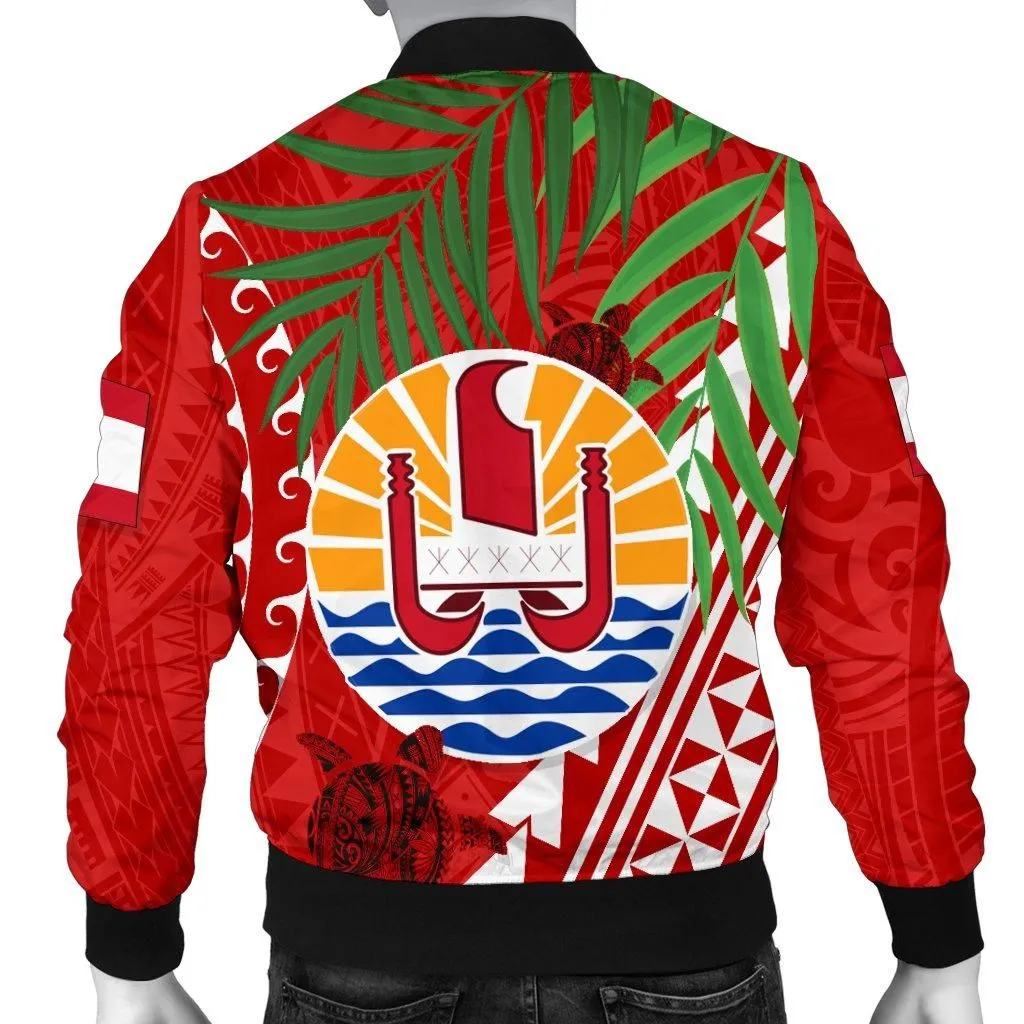 Tahiti Rugby Men Bomber Jacket Coconut Leaves
