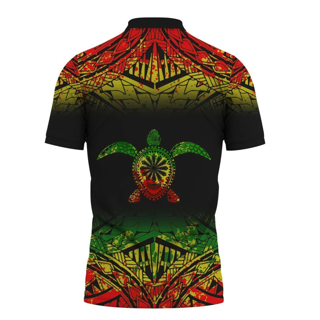 Samoa Polynesian Turtle Tattoo Fog Reggae Polo Shirt All Over Print