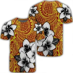 Alohawaii Tee - Hawaiian Plumeria Tribe Yellow Red Polynesian T-Shirt AH - J0R
