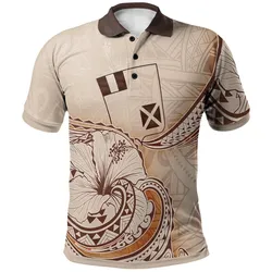 Wallis and Futuna Polo Shirt - Hibiscus Flowers Vintage Style