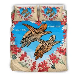 FamilyGater Home Set - (Personalised) Hawaii Turtle Hibiscus Polynesian Valentines Bedding Set - Life Style - AH - J4
