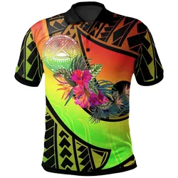 American Samoa Polo Shirt - Polynesian Hook And Hibiscus (Reggae)