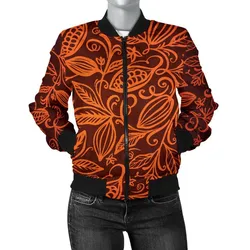 Cocoa Beans Tribal Polynesian Pattern WomenS Bomber Jacket