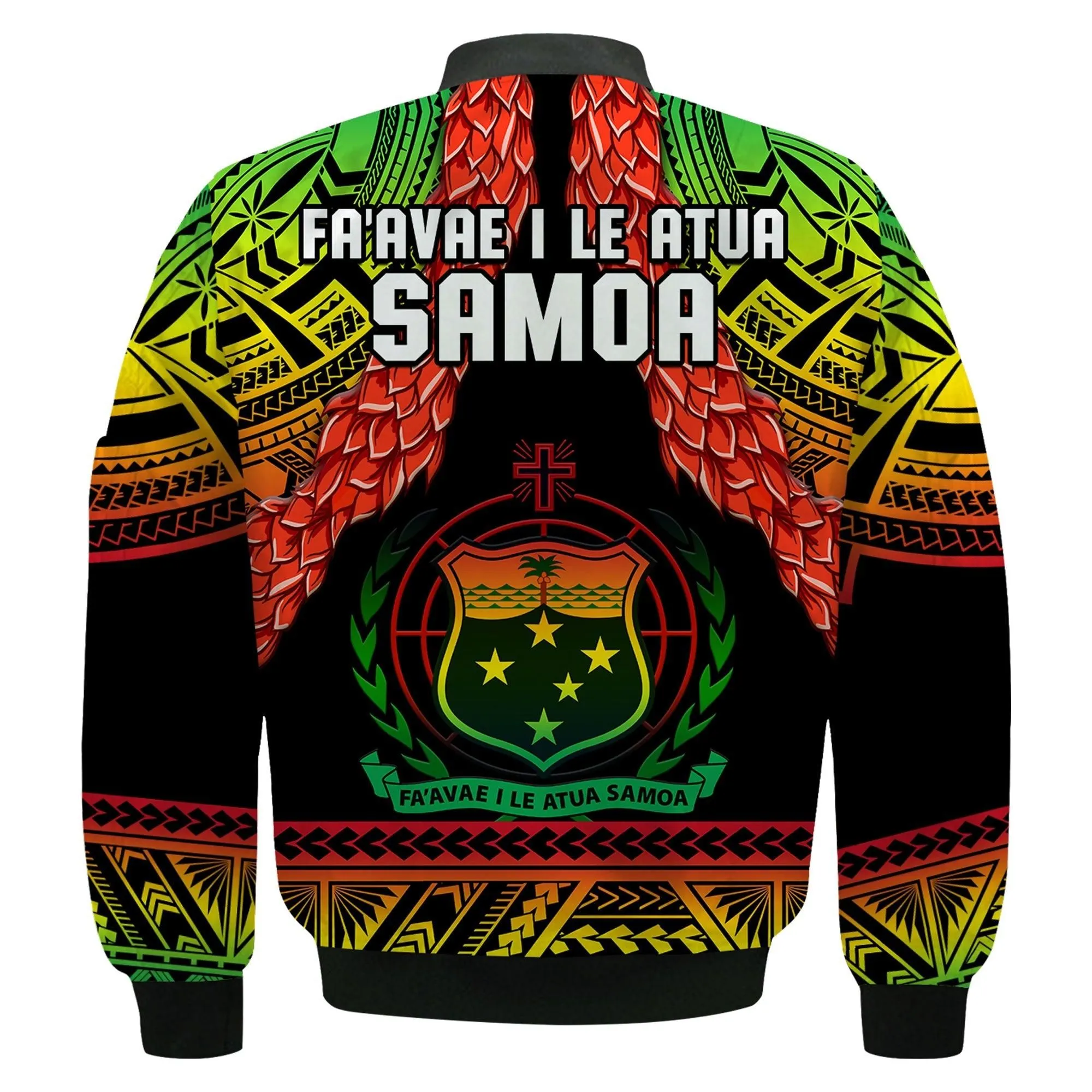 Samoa Rugby Bomber Jacket Teuila Torch Ginger Gradient Style LT14