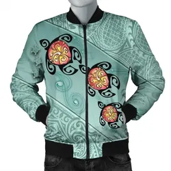 FamilyGater Jacket - Hawaii Turtle Swimming Tribal Polynesian Bomber Jacket - AH - Min Style - J5R