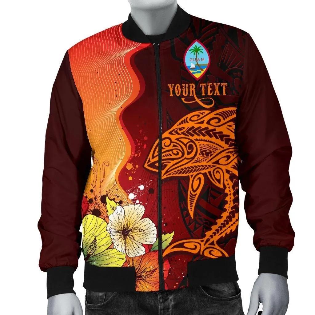 Guam Custom Personalised Mens Bomber Jacket - Tribal Tuna Fish