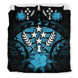 Kosrae Hibiscus Blue And Black Bedding Set Bedroom Decor