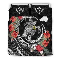 FamilyGater Bedding Set - Cover and Pillow Cases Kosrae - Polynesia Map Turtle Hibiscus A24