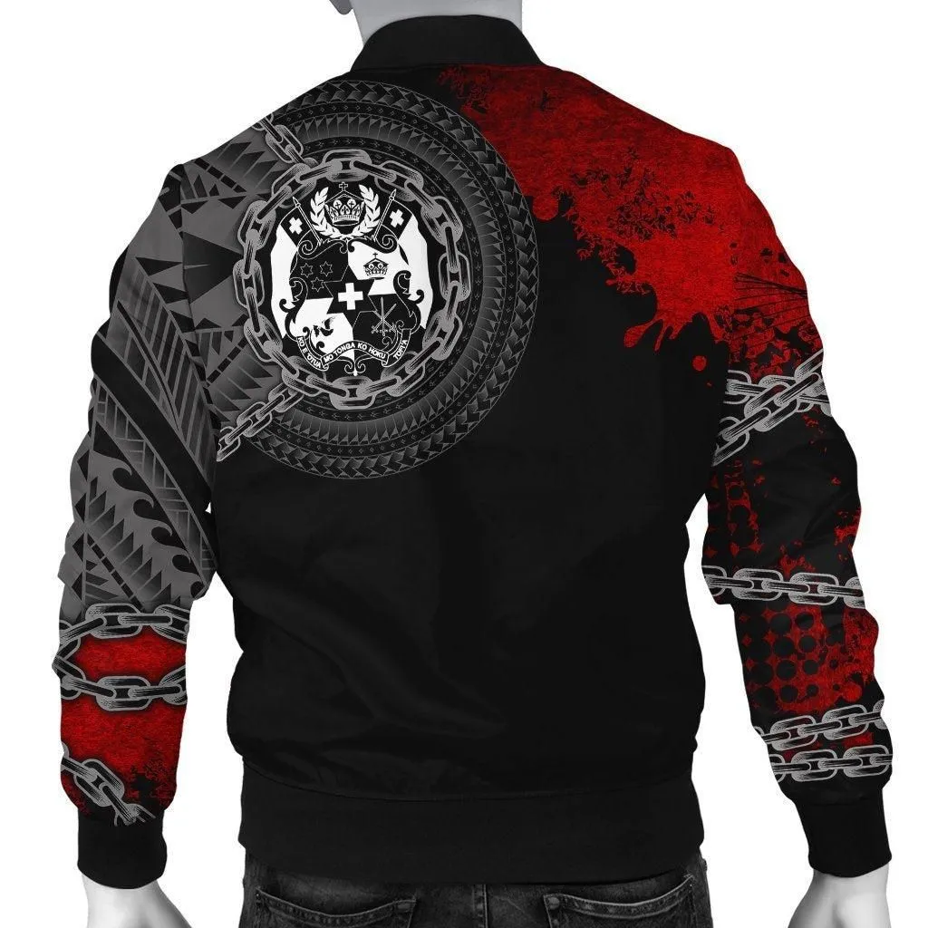 Tonga Polynesian Personalised Mens Bomber Jacket - Polynesian Chain Style