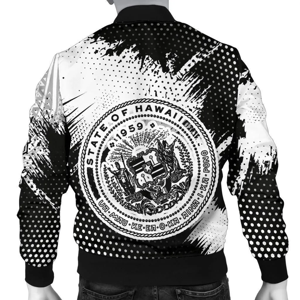 King Kamehameha Hawaii Mens Bomber Jacket - White - Vincent Style