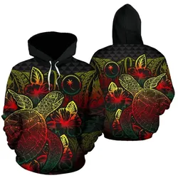 Chuuk Polynesian Hoodie Turtle Hibiscus Reggae - BN39