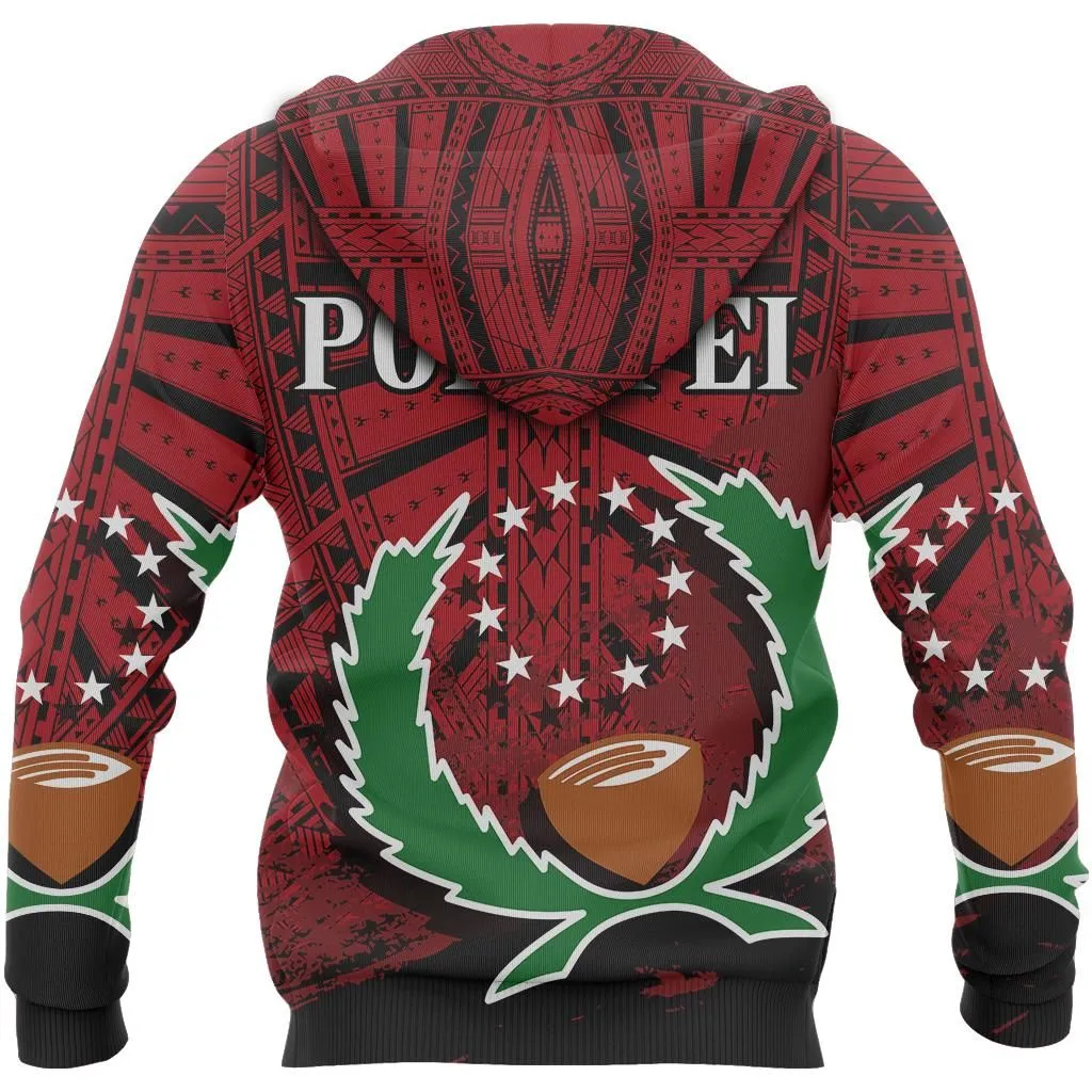 Pohnpei Special Hoodie - Pohnpei Flag Polynesian Tattoo Red Version