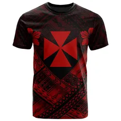 Alohawaii T-Shirt - Tee Wallis And Futuna - Wallis And Futuna Seal Camisole Hibiscus Style (Red)- BN18