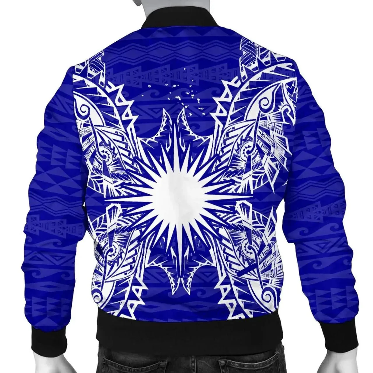 Marshall Islands Polynesian Bomber Jacket Map Blue
