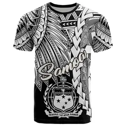 Samoa Polynesian T-Shirt - Tribal Wave Tattoo White