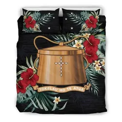 FamilyGater Bedding Set - Cover and Pillow Cases Tokelau Hibiscus Coat Of Arms A02