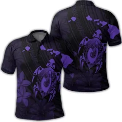 Alohawaii Shirt - Hawaiian Map Turtle Plumeria Hibiscus Fish Hook Polynesian Polo Shirt Purple - AH - J5R