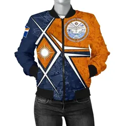 Alohawaii Jacket - Bomber Jacket Marshall Islands - Marshall Islands Flag with Polynesian Patterns - BN15