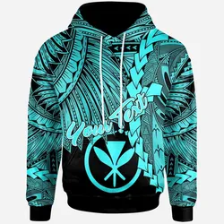 Polynesian Hawaii Custom Personalised Hoodie - Tribal Wave Tattoo Neon Blue