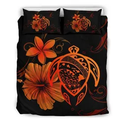 FamilyGater Bedding Set - Cover and Pillow Cases Hawaiian Map Turtle Hibiscus Plumeria Polynesian - Pink - AH J4