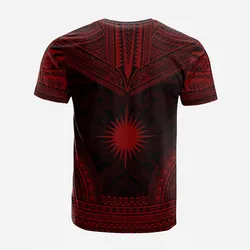 Marshall Islands Custom Personalised T Shirt - Marshall Islands Flag Polynesian Chief Tattoo Red Version