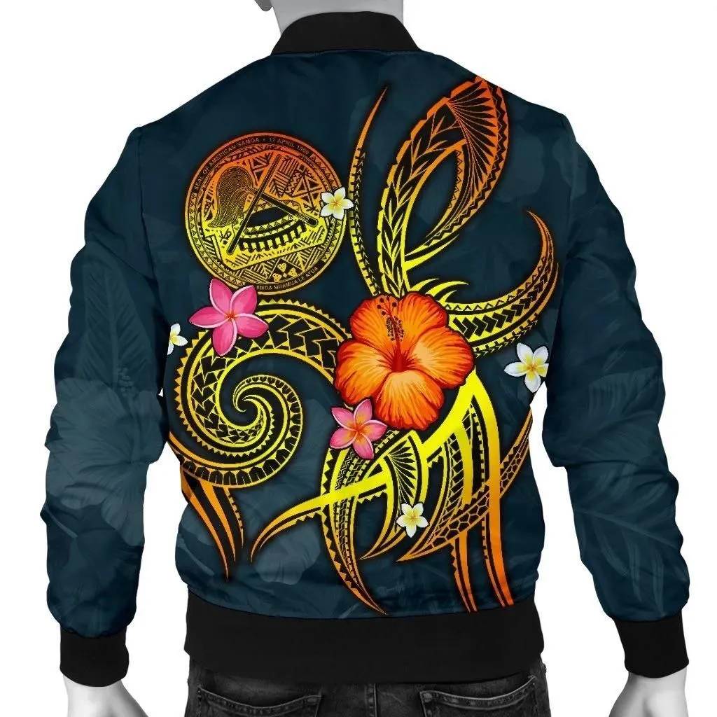 American Samoa Polynesian Personalised Men's Bomber Jacket - Legend of American Samoa (Blue) - BN15